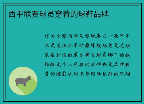 西甲联赛球员穿着的球鞋品牌